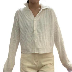 Hollister white ribbed polo sweater